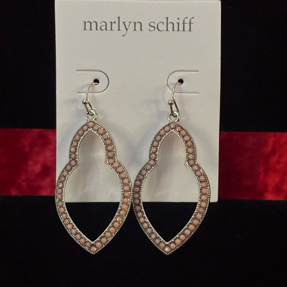 J141 NWT Marlyn Schiff Blush Open Teardrop Earrings